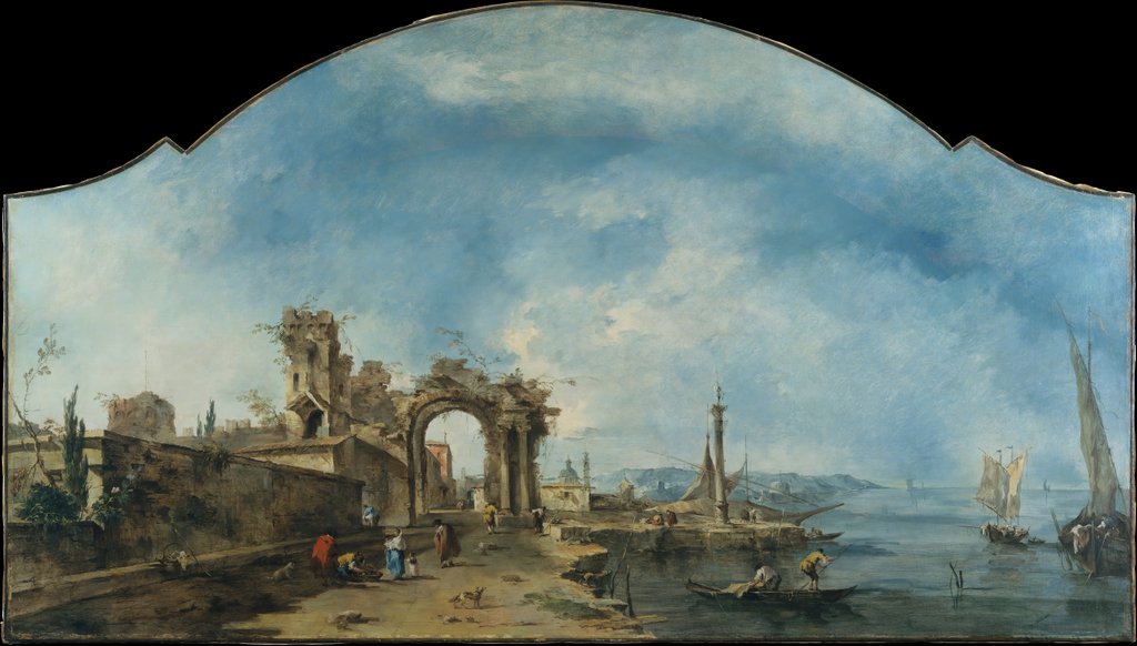 Detail of Fantastic Landscape, ca. 1765 by Francesco Guardi