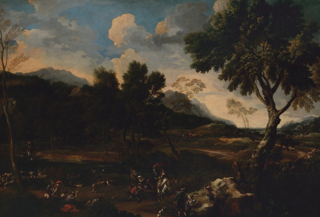 Detail of Landscape with a Battle between Two Rams, ca. 1640 by Jan Miel