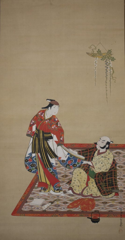 Detail of Samurai and Wakashu, early 18th century by Miyagawa Issho