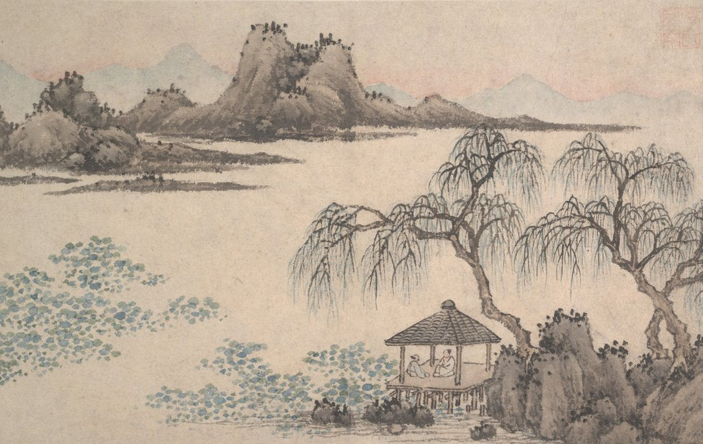 Detail of Landscape with Pavilion and Willows by Shen Zhou