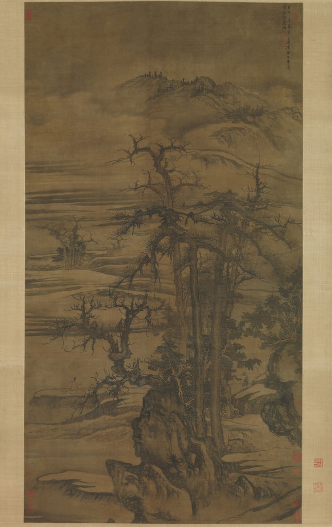 Detail of Landscape after a poem by Wang Wei, dated 1323 by Tang Di