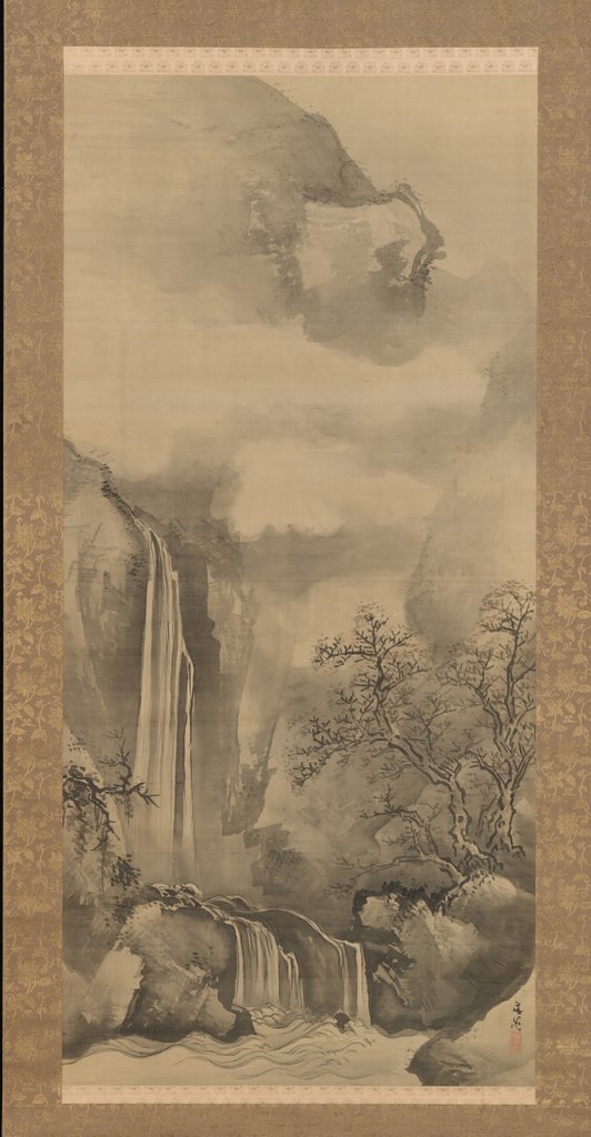 Detail of Landscape with Waterfall, 1828 by Tani Buncho