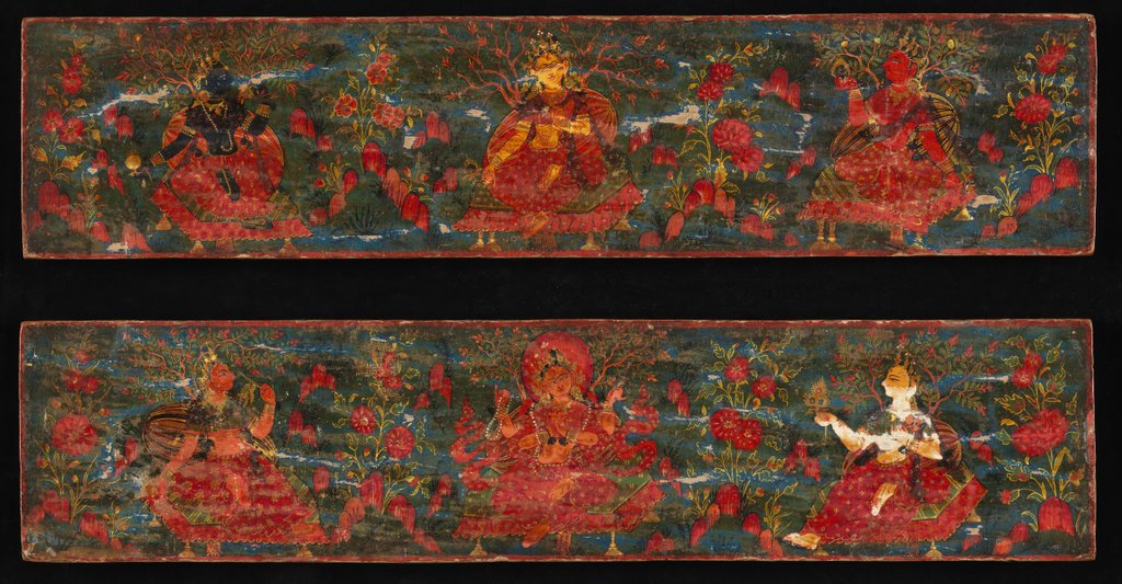 Detail of Pair of Manuscript Covers with Goddesses Set in a Foliate Landscape, 17th century by Unknown