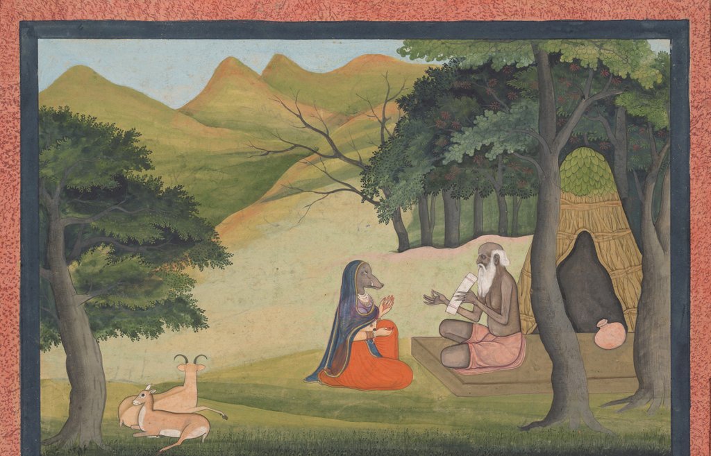 Detail of Queen Choladevi Before the Hermit-Sage Angiras… from a Dispersed Vrataraja…, ca. 1790 by Unknown