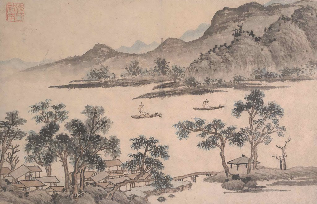 Detail of Landscape with Sailboats by Shen Zhou