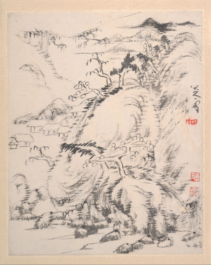 Detail of Landscape album, dated 1699 by Bada Shanren