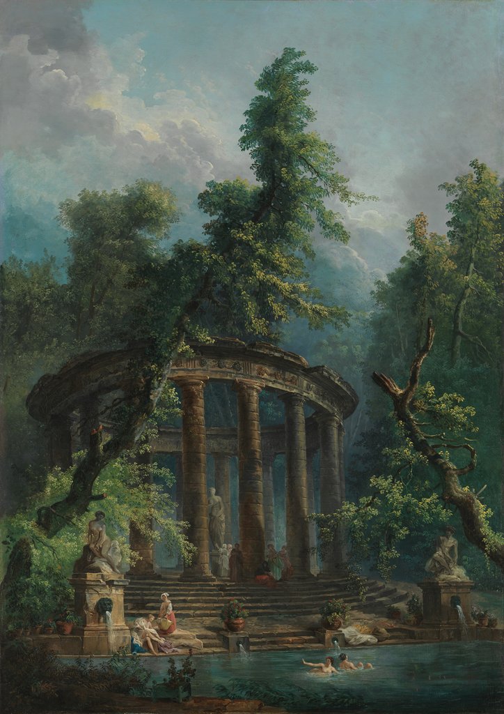 Detail of The Bathing Pool by Hubert Robert