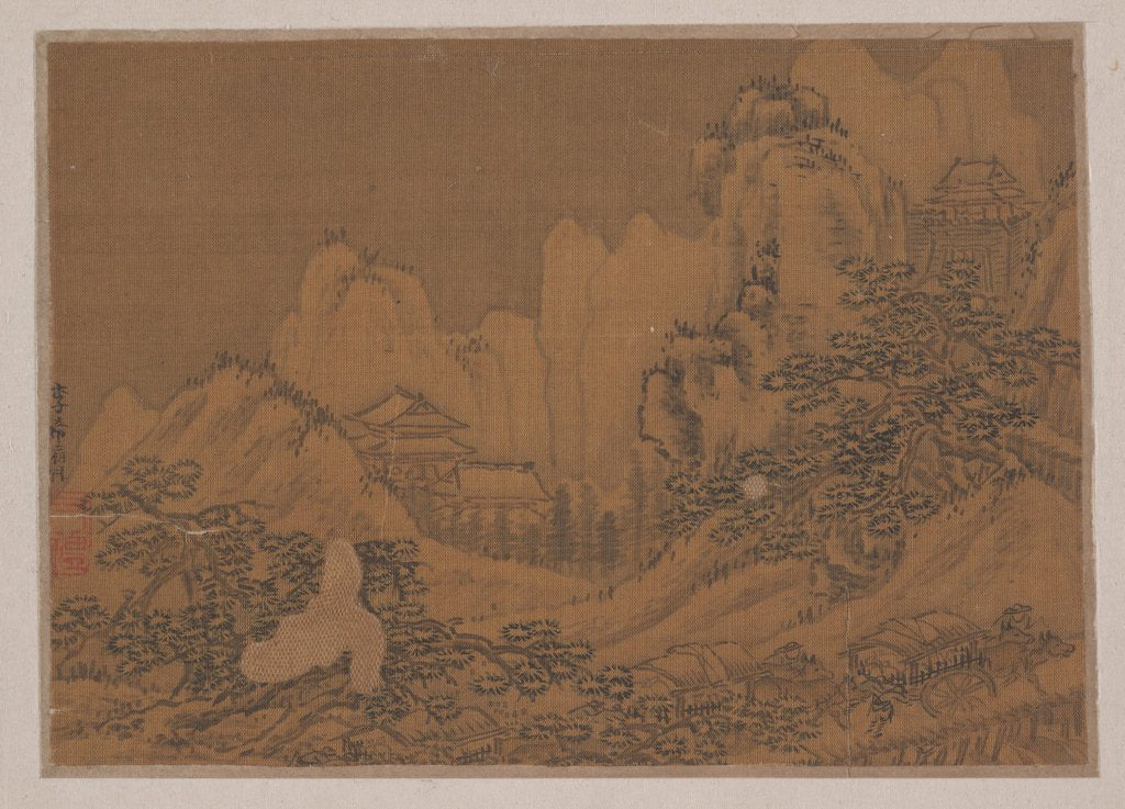 Detail of Landscape with Ox Carts on a Road by Li Xiying