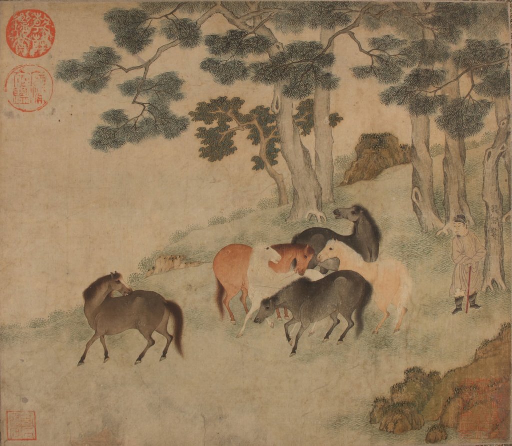 Detail of Horses in Landscape with Attendant by Unknown