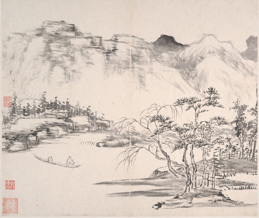 Detail of Landscapes, dated 1814 by Yi Bingshou