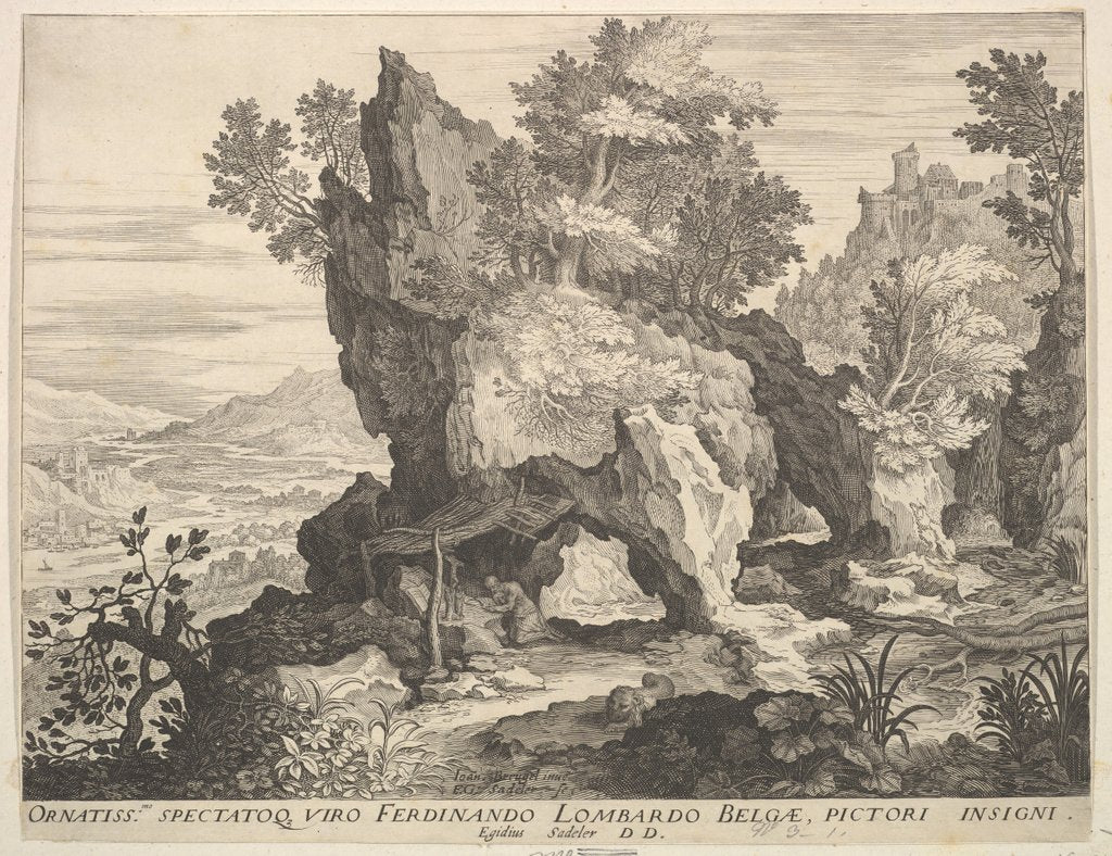 Detail of Rocky Landscape with St. Jerome by Aegidius Sadeler II