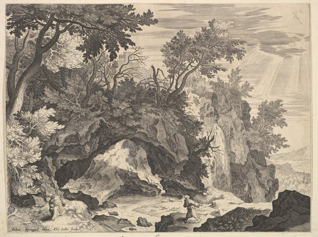 Detail of Rocky Landscape with the Stigmatisation of Saint Francis by Aegidius Sadeler II