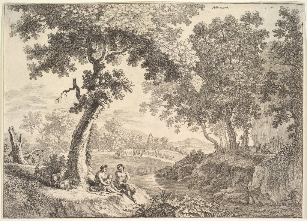 Detail of Satyrs in a Landscape by Unknown