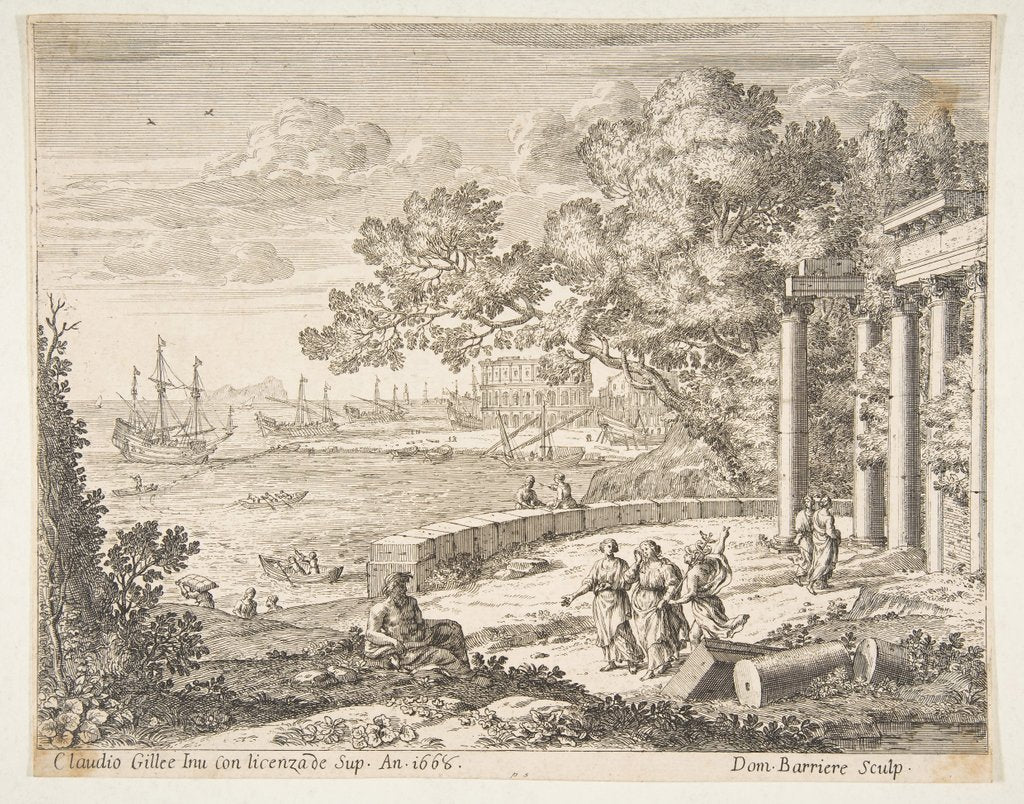 Detail of Landscape with Mercury, 1668 by Dominique Barriere