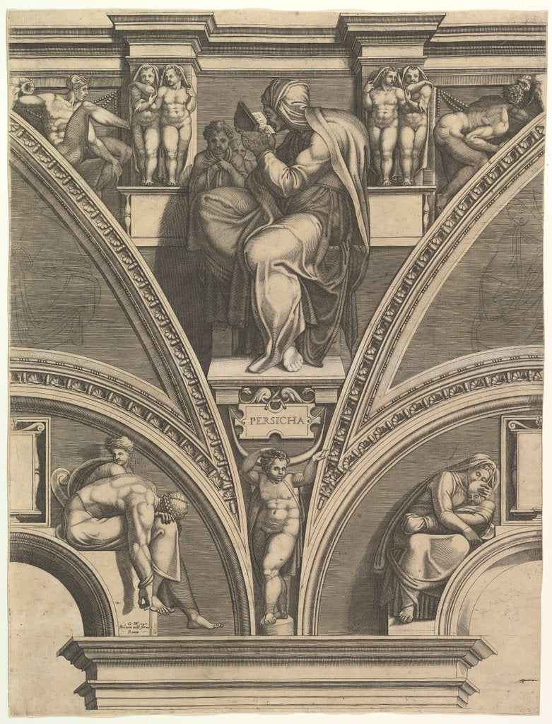 Detail of The Persian Sibyl; from the series of Prophets and Sibyls in the Sistine Chapel , 1570-75 by Giorgio Ghisi