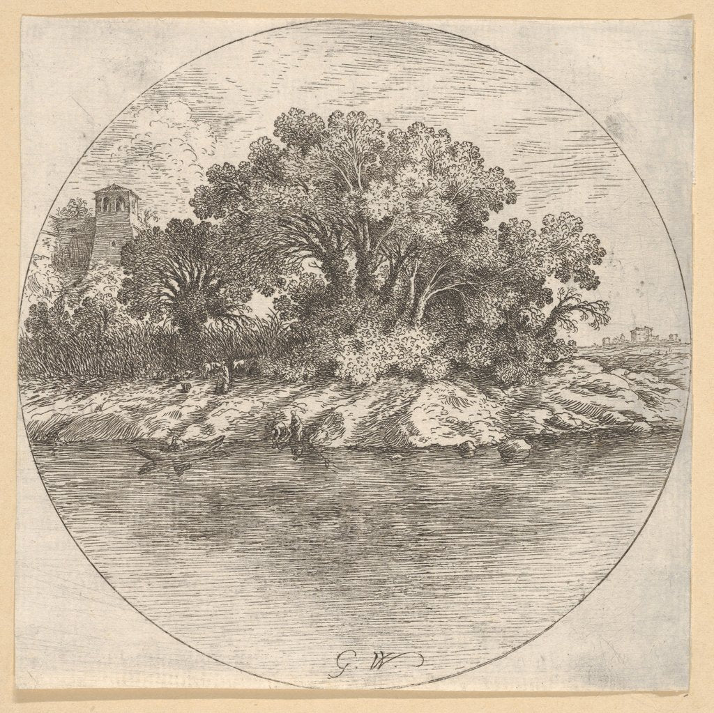 Detail of Landscape with Trees by the Water by Goffredo Wals