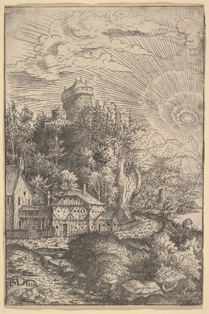 Detail of Landscape with a Castle Perched on a Rock, 1553 by Hans Sebald Lautensack