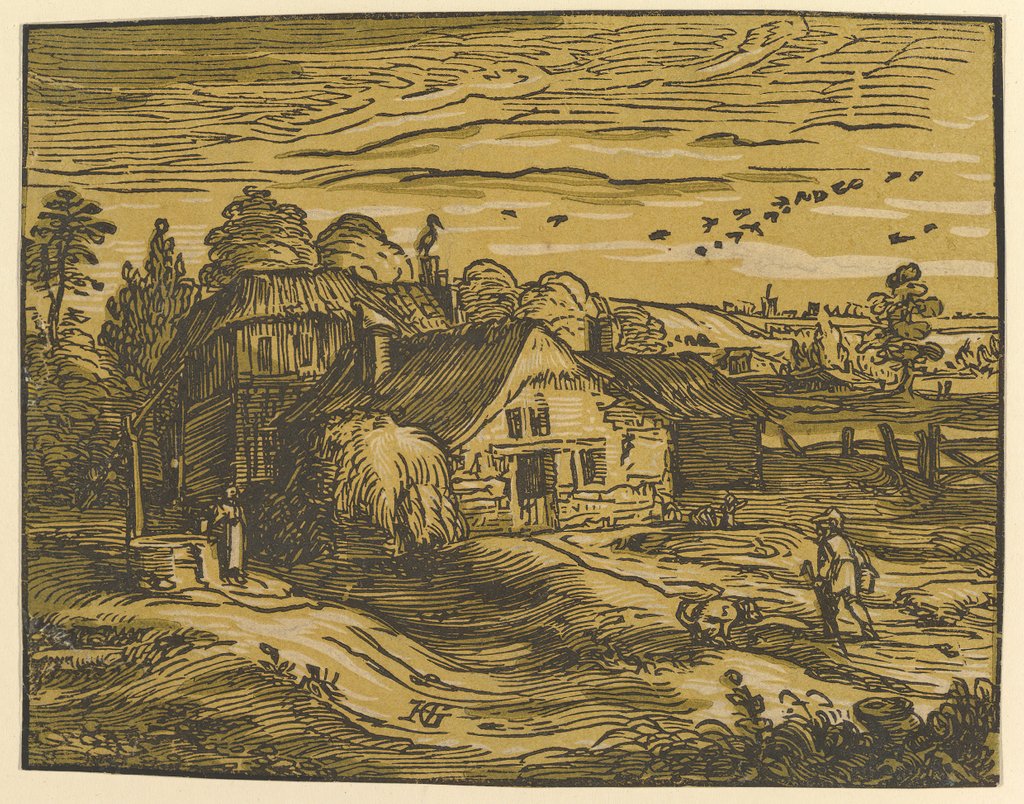 Detail of Landscape with Cottage, ca. 1597-98 by Hendrik Goltzius