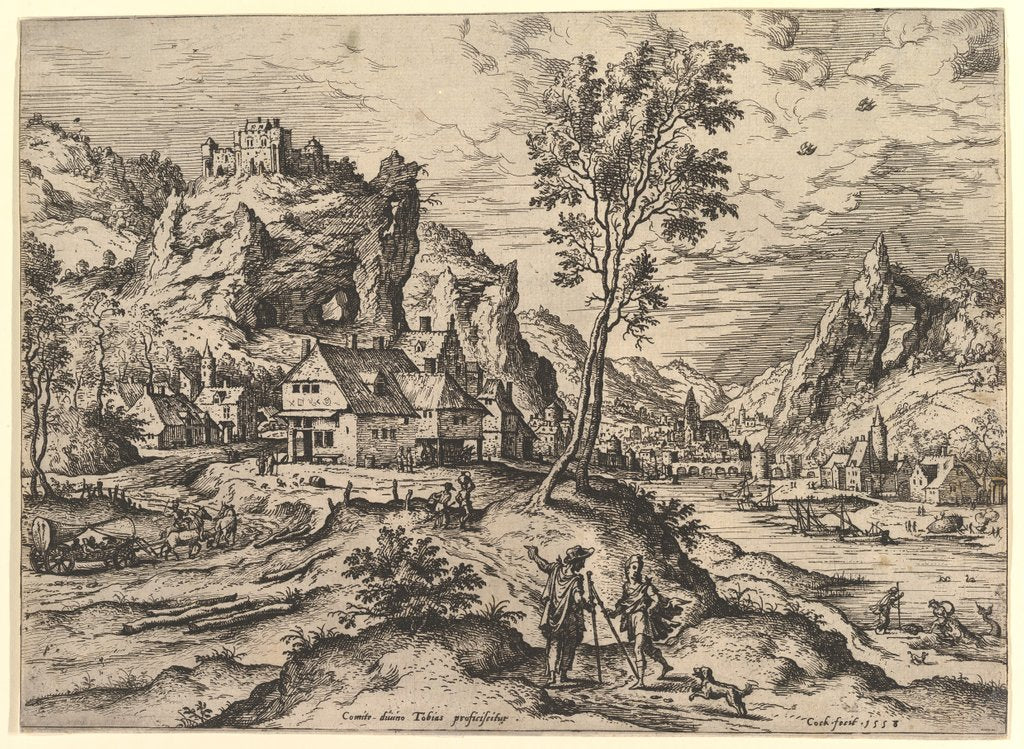 Detail of Tobit from Landscapes with Biblical and Mythological Scenes, 1558 by Hieronymus Cock