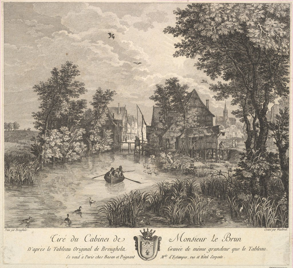 Detail of River Landscape after the painting in the cabinet of Mr. Poullain, 1780 by JF Borgnet