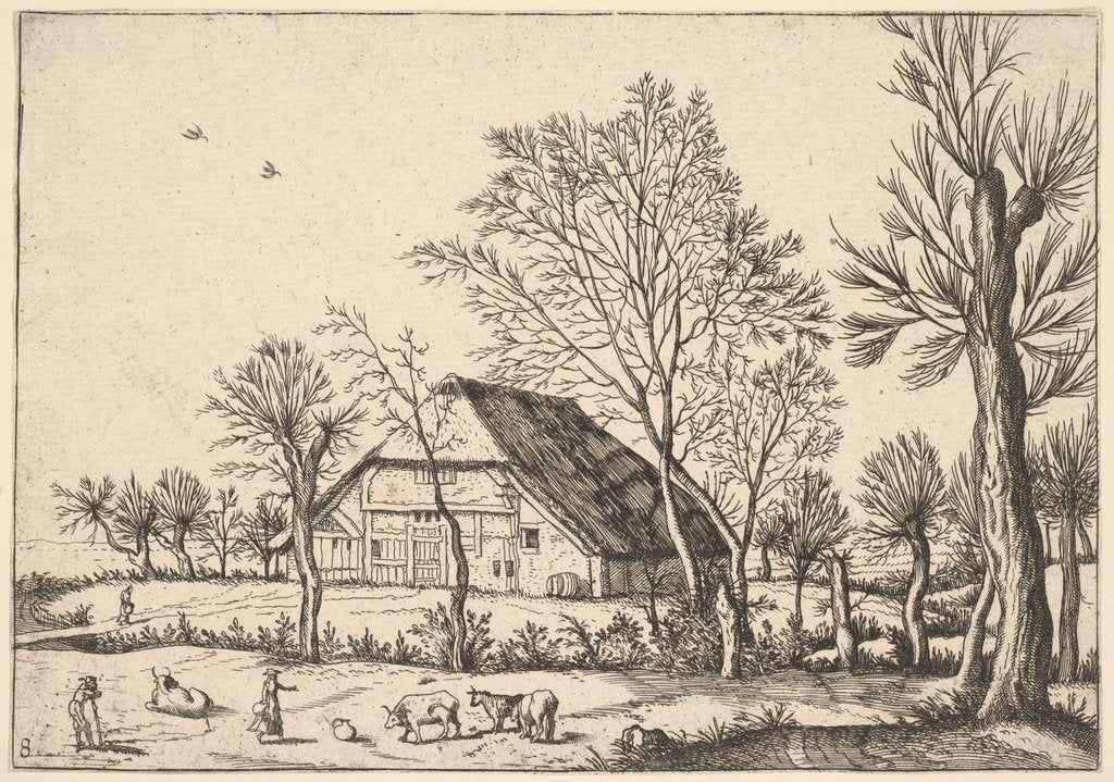 Detail of Farm, from The Small Landscapes, 1559-61 by Johannes van Doetecum I