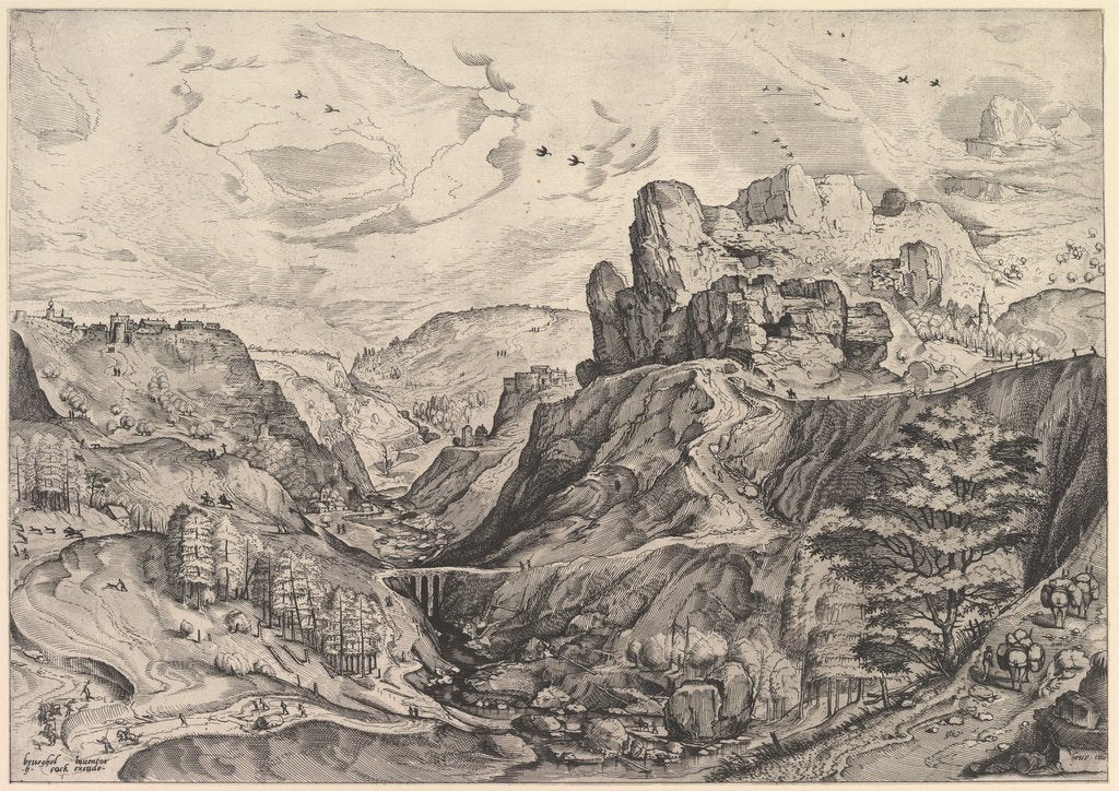 Detail of Alpine Landscape with a Deep Valley from The Large Landscapes, ca. 1555-56 by Johannes van Doetecum I