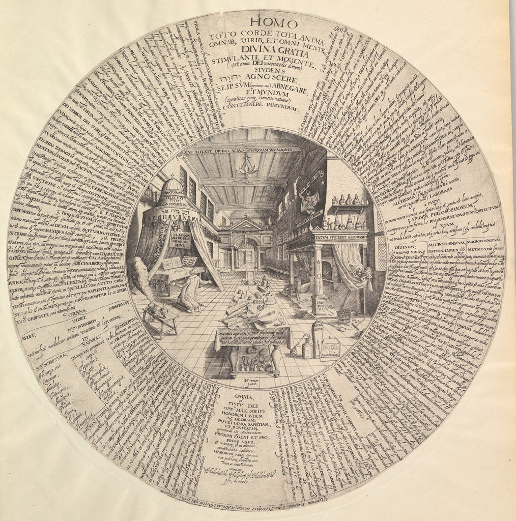 Detail of The Alchemist's Laboratory from Heinrich Khunrath, Amphiteatrum sapientiae aeternae by Peter van der Doort (attributed to)