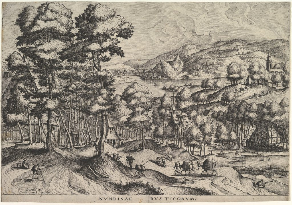 Detail of Rustic Market from The Large Landscapes, ca. 1555-56 by Johannes van Doetecum I/Lucas van Doetecum