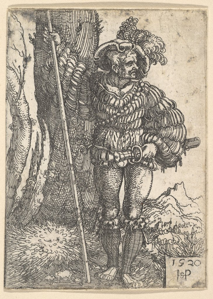 Detail of A Lansquenet Standing by a Tree, 1520 by Sebald Beham