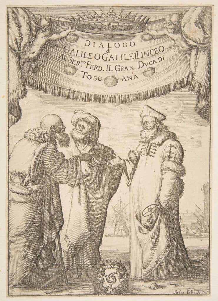 Detail of Frontispiece for Dialogo di Galileo Galilei, 1632 by Stefano della Bella