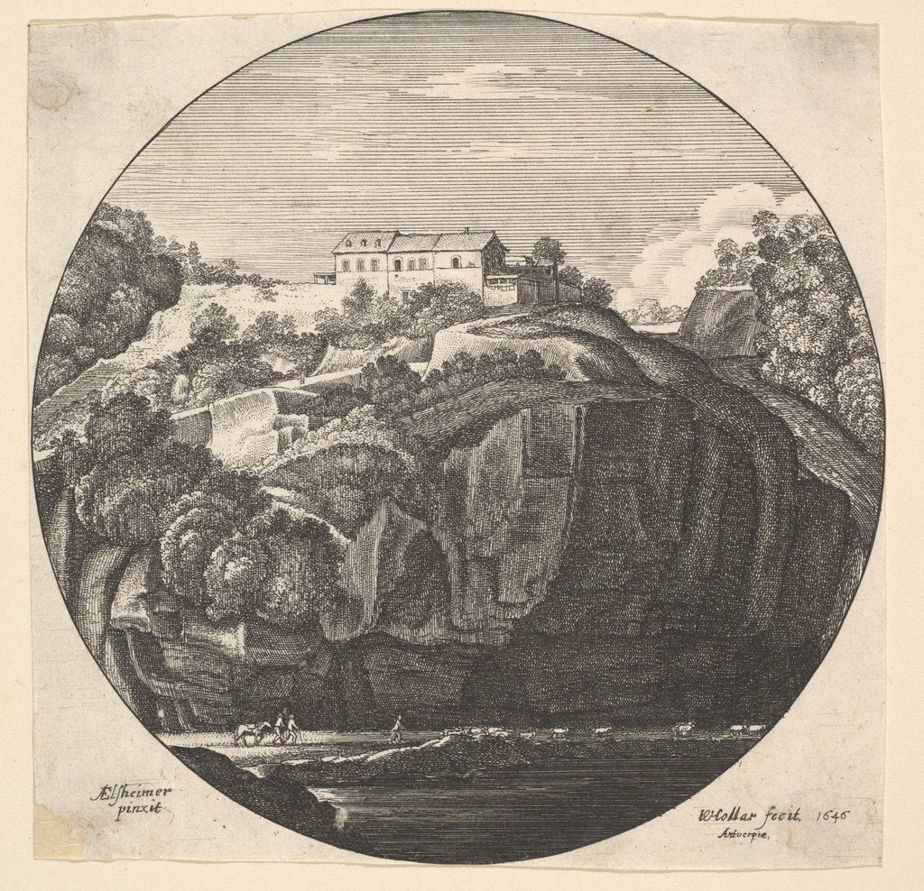 Detail of Landscape with a house on cliffs, 1646 by Wenceslaus Hollar