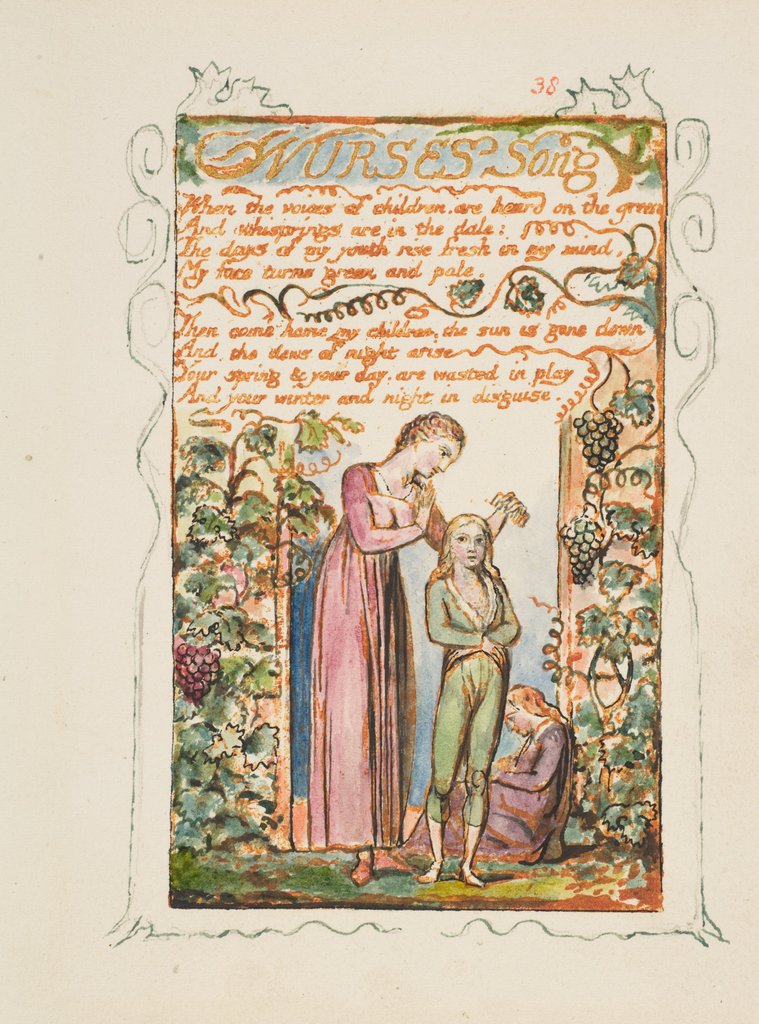 Detail of Songs of Innocence and of Experience: Nurses Song, ca. 1825 by William Blake