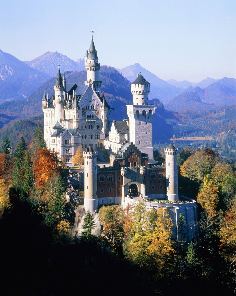 Detail of Neuschwanstein Castle in autumn, Bavaria, Germany by Corbis