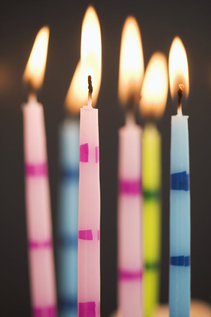 Detail of Six Lit Birthday Candles by Corbis