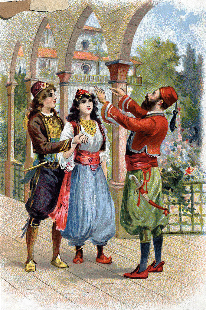 Detail of Illustration of the Wedding of Morgiana and Ali Baba's Son from Ali Baba and the Forty Thieves by Corbis