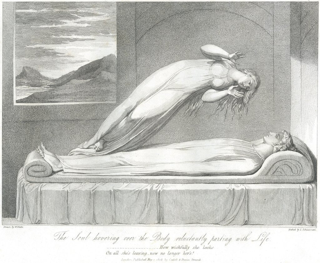 Detail of The Soul Hovering over the Body Reluctantly Parting with Life by William Blake