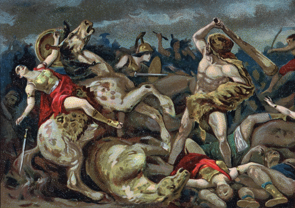 Detail of Illustration of Hercules Taking the Belt of Hippolyte by Corbis