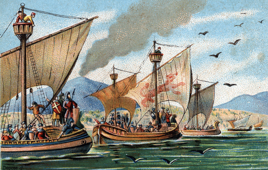 Detail of Illustration of the Reconquest of Sicily from Arab Rulers by Corbis