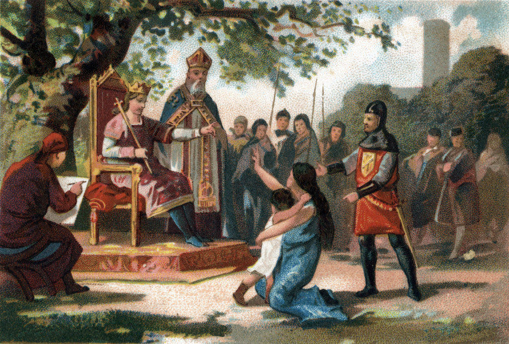 Detail of Illustration of King Louis IX Administering Justice Under the Oak of Vincennes by Corbis