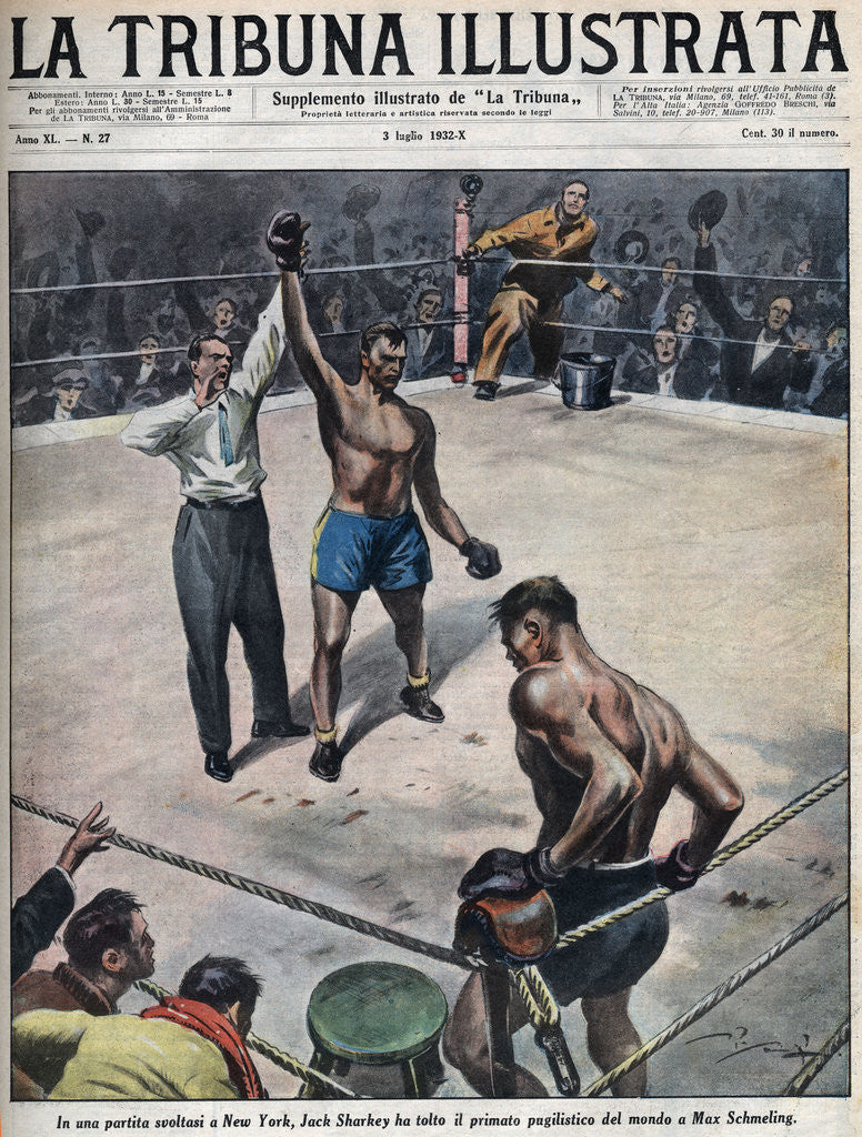 Detail of Illustration of a Boxing Match Between Jack Sharkey and Max Schmeling by Corbis