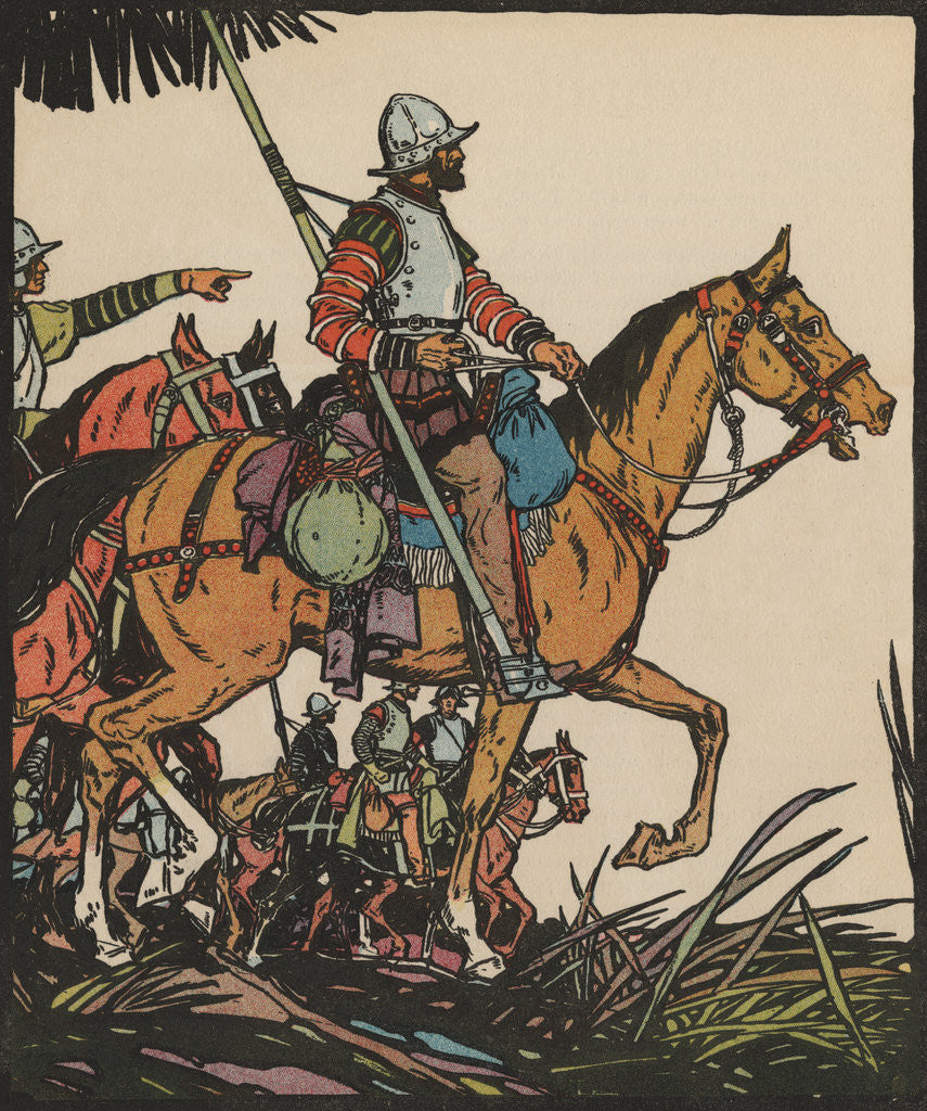 Detail of Illustration of Francisco Pizarro on Horseback by J.L. Kraemer