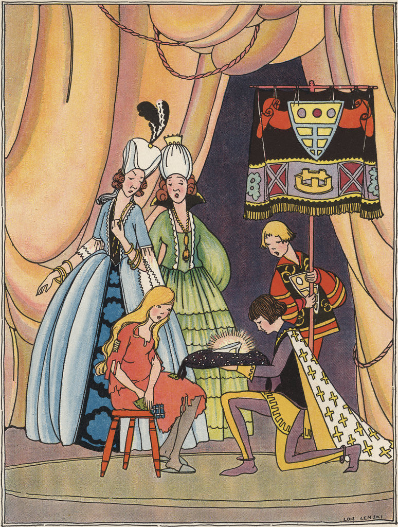 Detail of Illustration of the Prince with Cinderella's Glass Slipper by Lois Lenski