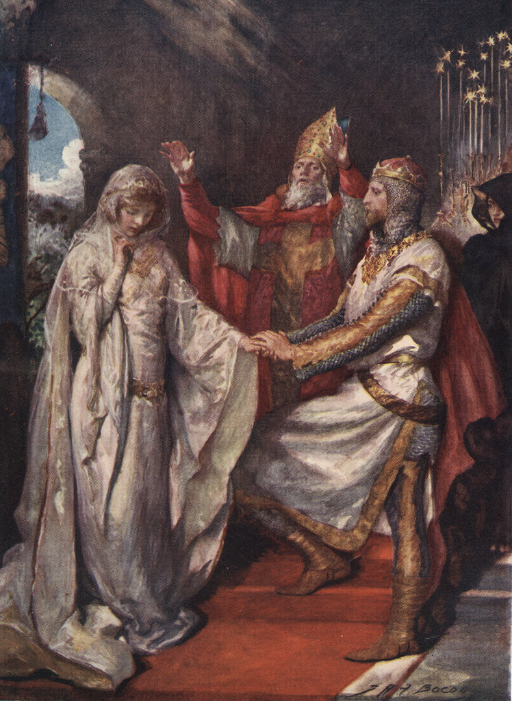 Detail of The Marriage of King Arthur and Queen Guinevere by John H. Bacon