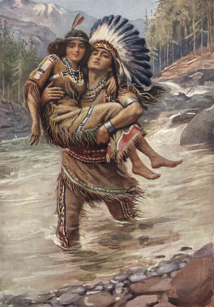 Detail of Hiawatha and Minnehaha by Harold Copping