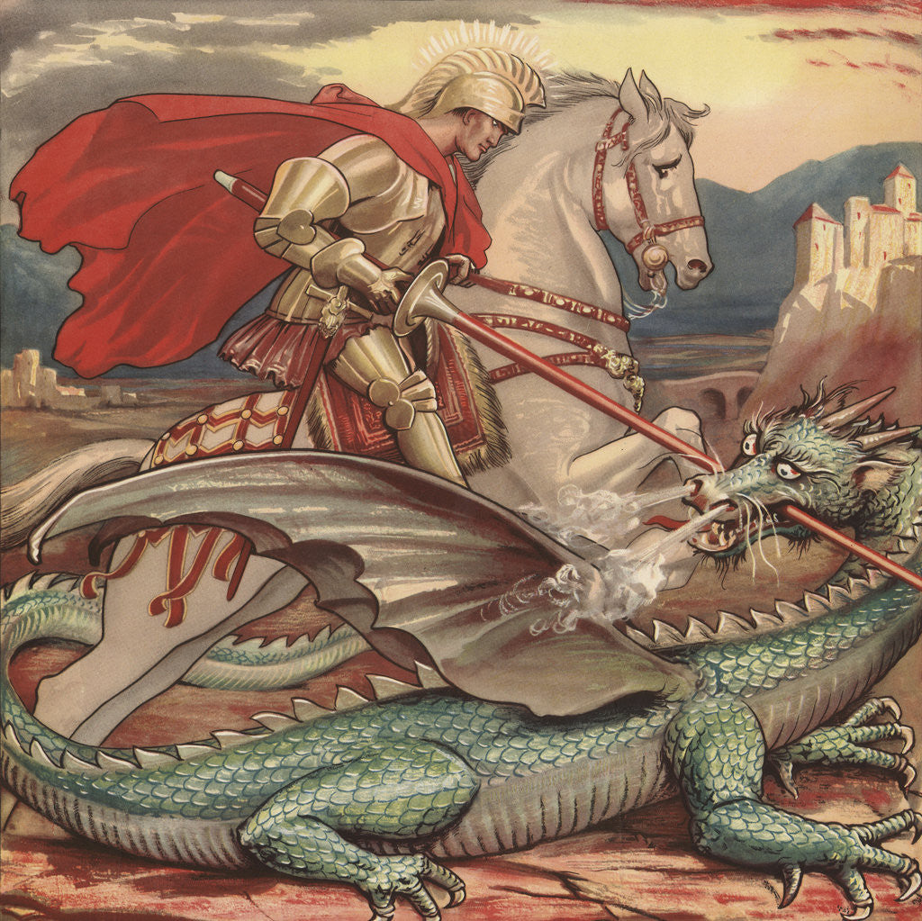 Detail of Saint George and the Dragon Illustration by Corbis