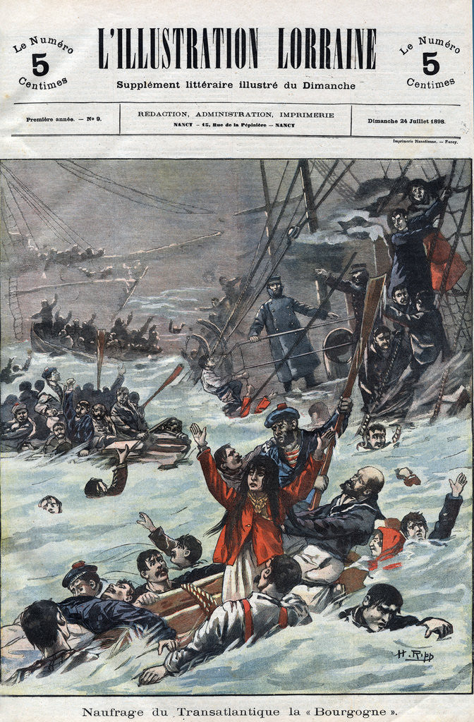 Detail of Illustration of the Sinking of the Transatlantic Bourgogne by Corbis