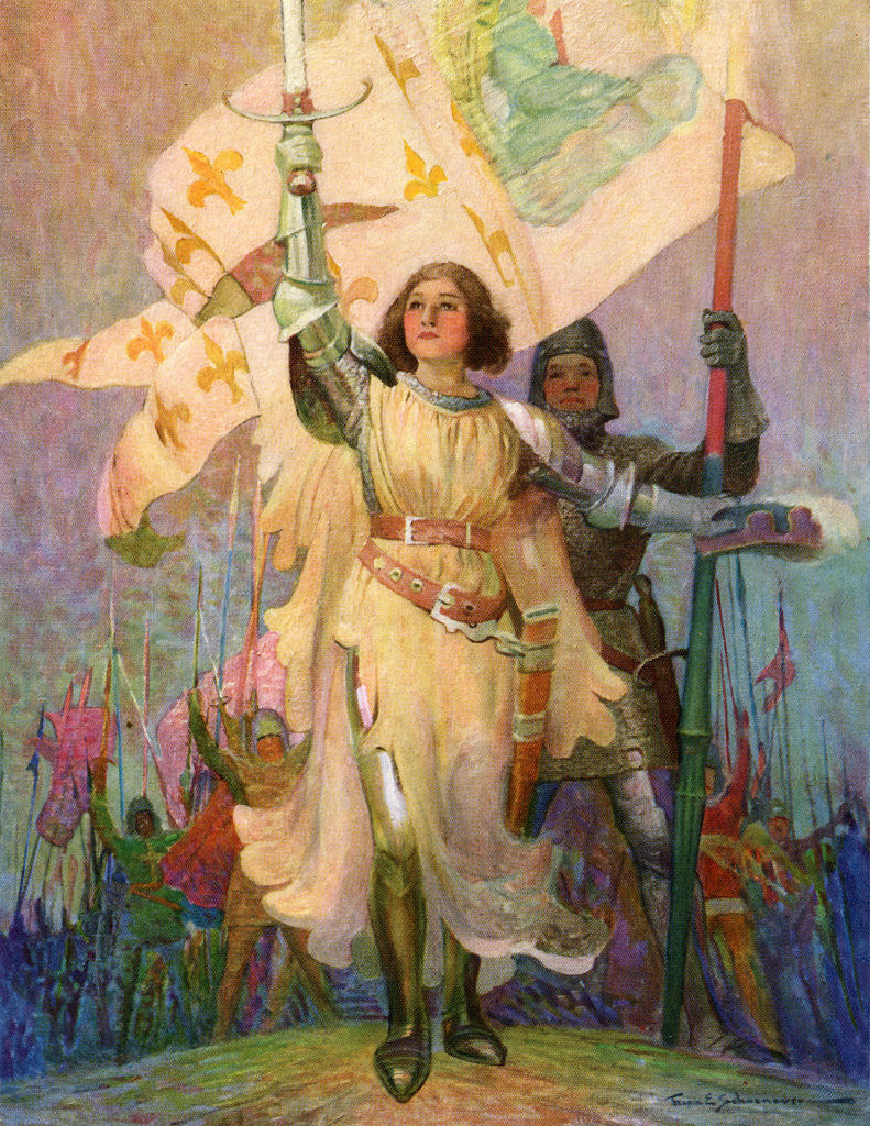 Detail of Illustration of Joan of Arc with Raised Sword by Frank E. Schoonover