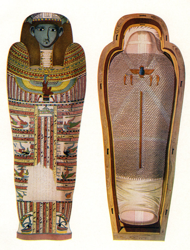 Detail of Illustration of Egyptian Mummy and Sarcophagus by Corbis