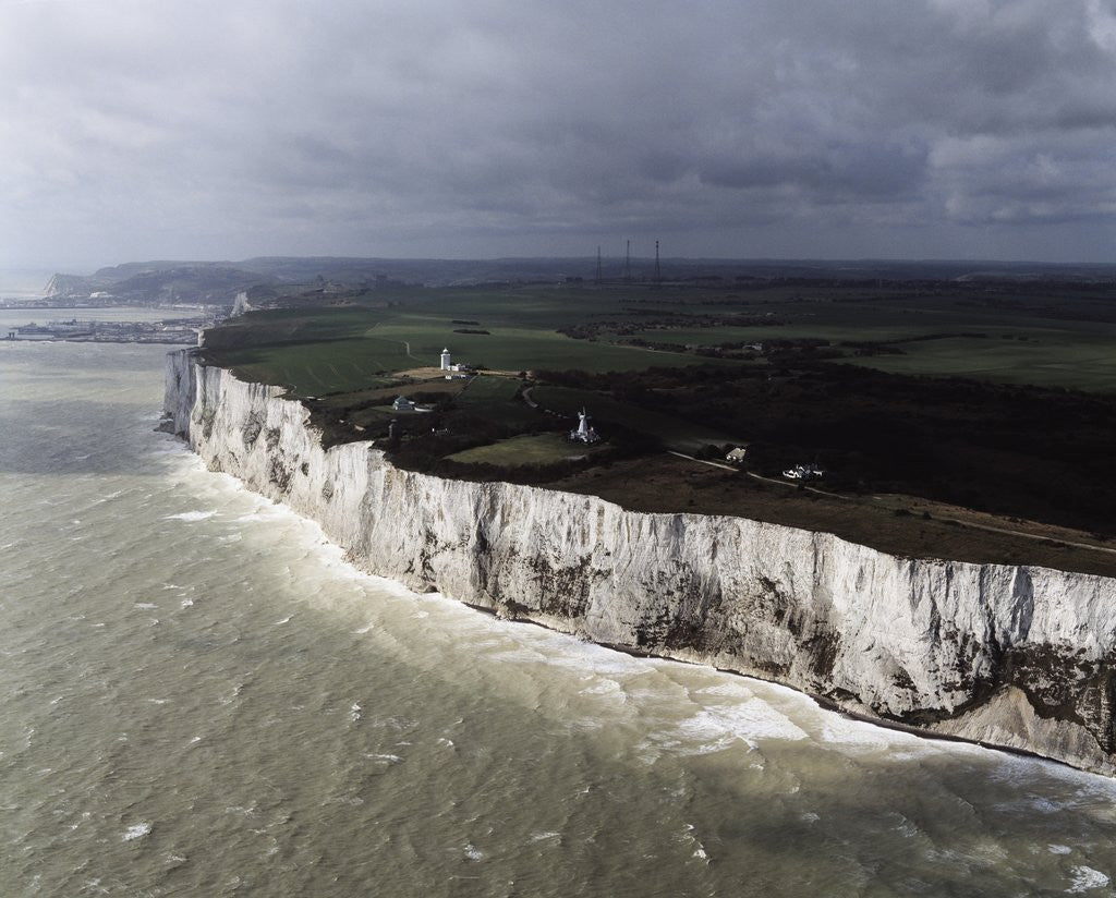 Detail of White Cliffs of Dover and South Foreland Lighthouse by Corbis