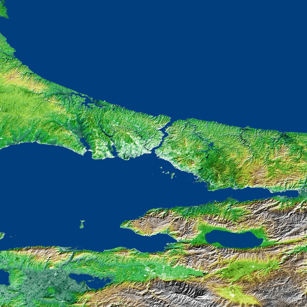 Detail of Topographic Image of the Bosporus in Turkey by Corbis